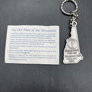 Vintage White Mountain NH Keychain Old Man Of The Mountain Pewter Souvenir